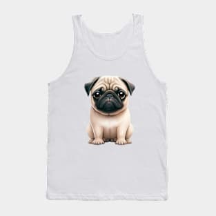 Pug Dog Cute Adorable Humorous Illustration Tank Top